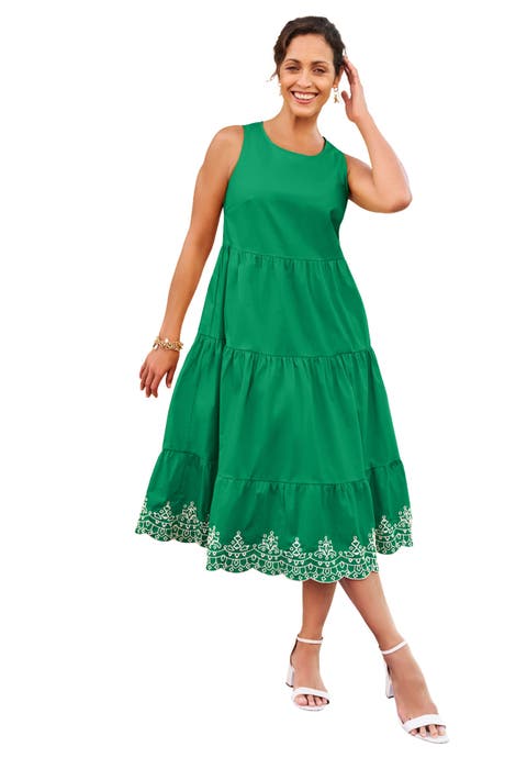 Sleeveless Eyelet Poplin Dress (Plus)