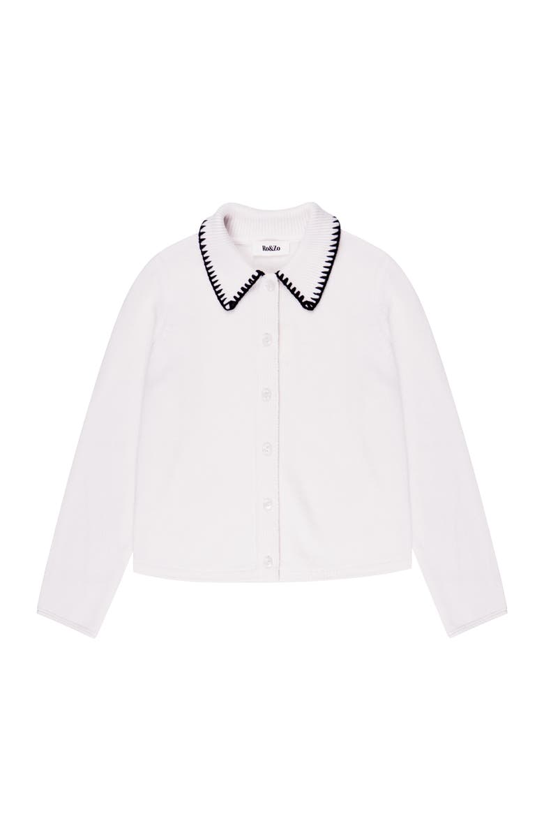 Ro&Zo Long Sleeve Stitch Collar Cardigan, Alternate, color, Ivory
