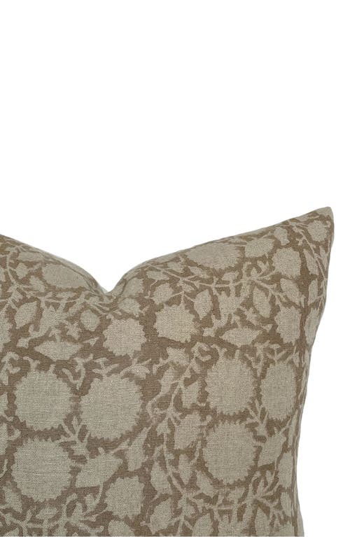 Linen & James Bowen Soft Brown Floral Handblock Pillow Cover In Soft Brown