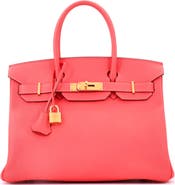 Pre-Owned Hermes Birkin Handbag Red Epsom with Gold Hardware 30