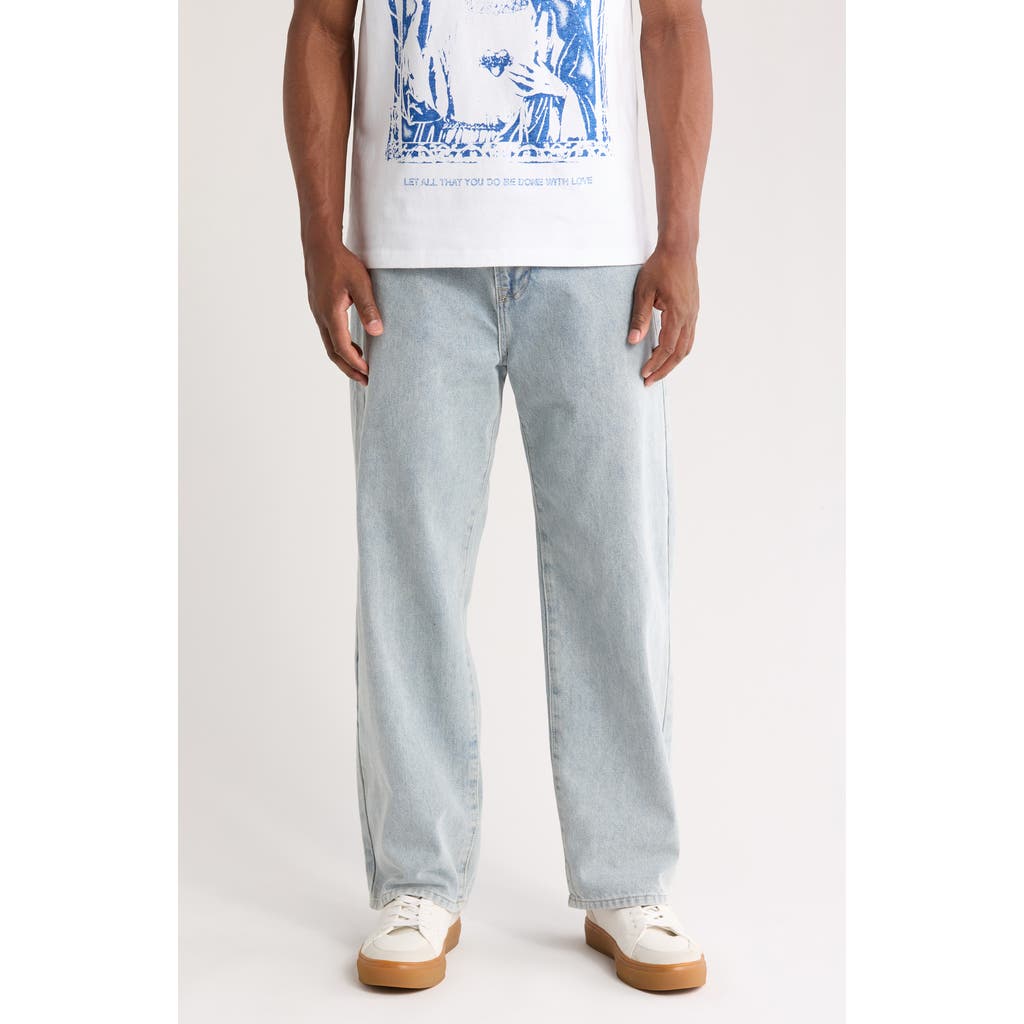 Shop Santo Studio Medici Wide Leg Jeans In Indigo Stone Washed