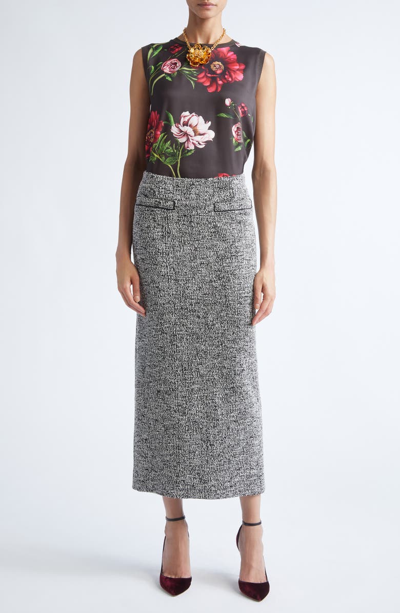 Oscar de la Renta Peony Print Sleeveless Silk Blend Top, Alternate, color, Brown Multi