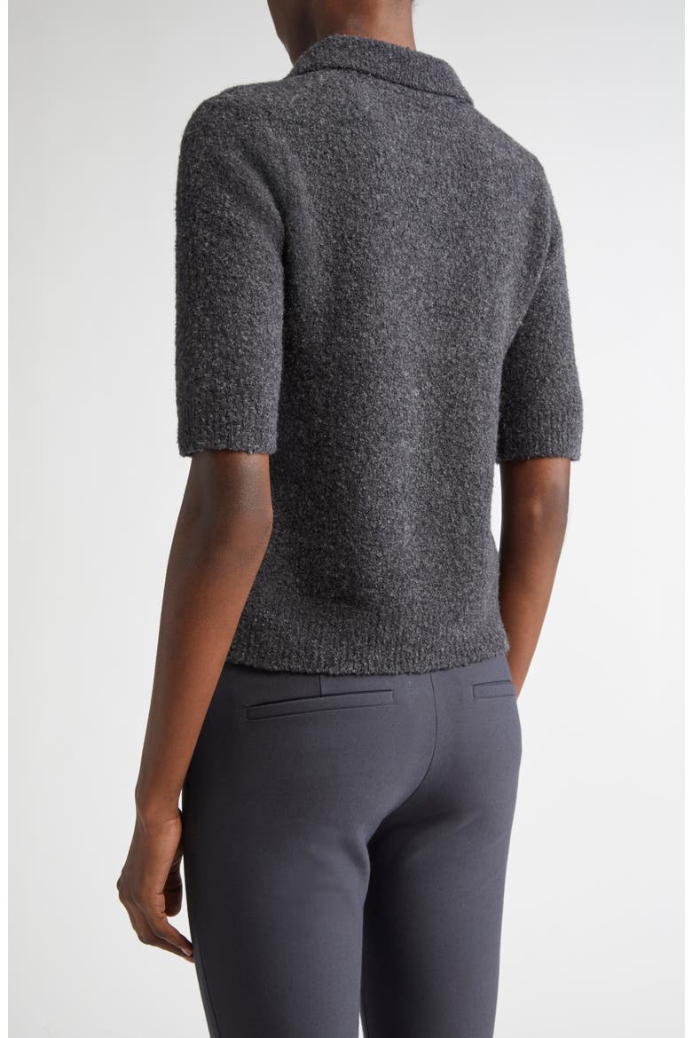 Bouclé Short Sleeve Polo Sweater, Alternate, color, H GRAPHITE