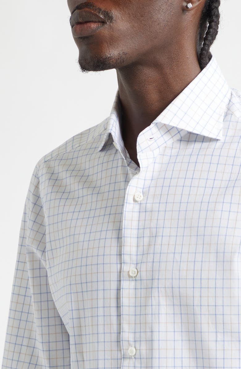 ISAIA Check Button-Up Shirt, Alternate, color, White Multi