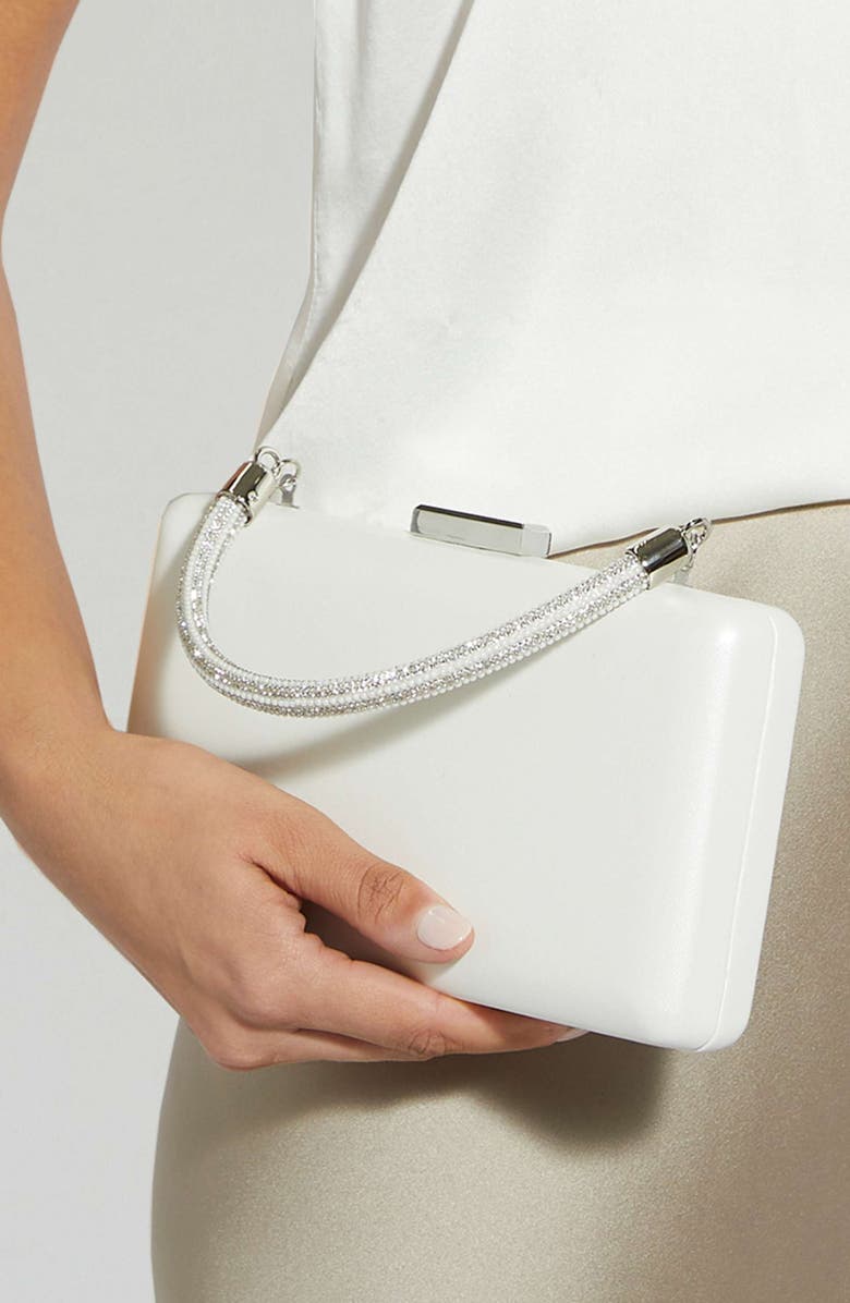 Dune London Brunch Leather Frame Clutch, Alternate, color, Ivory