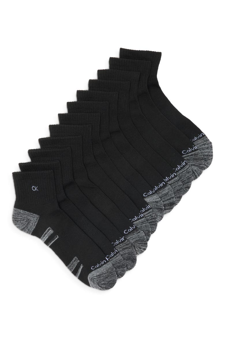 6-Pack Cushion Quarter Socks, Main, color, BLACK ASSORTED