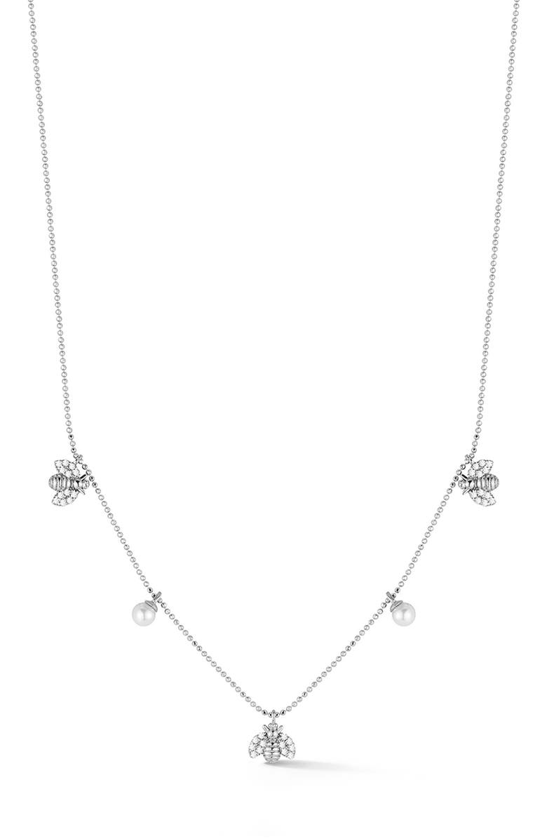 GLAZE JEWELRY Bee Charm Necklace, Main, color, Silver