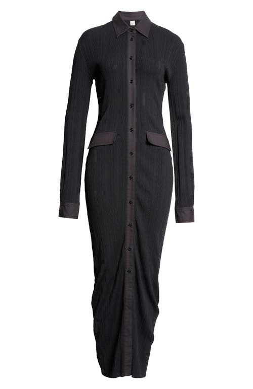 Totême Womens Button-down Knitted Shirt Maxi Dress Black In Black