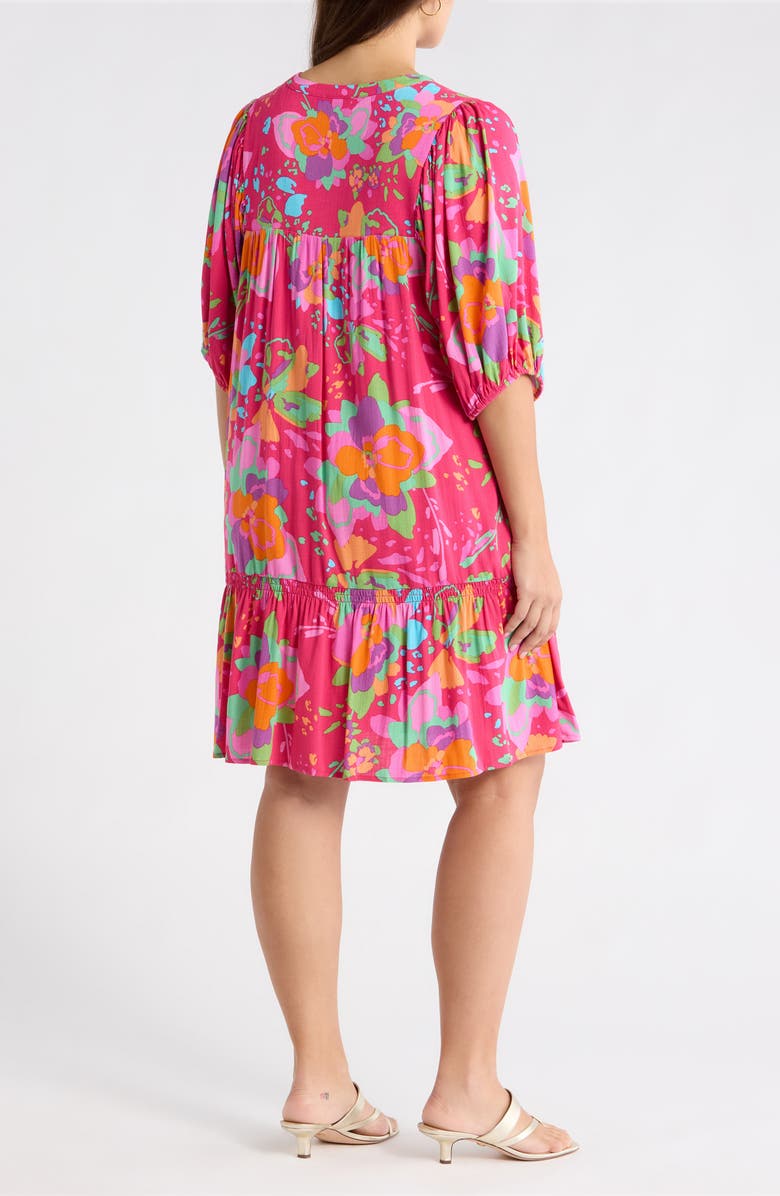 SUGARLIPS Himera Floral Maribor Puff Sleeve Minidress, Alternate, color, Fuchsia Multi