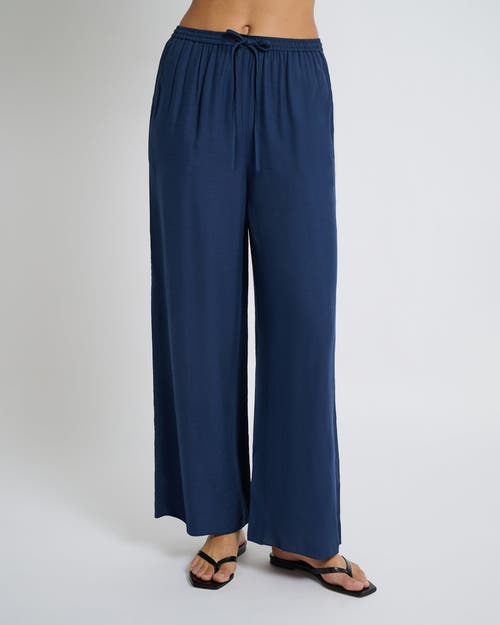 Onia Crinkle Wide Leg Drawstring Pant In Deep Navy