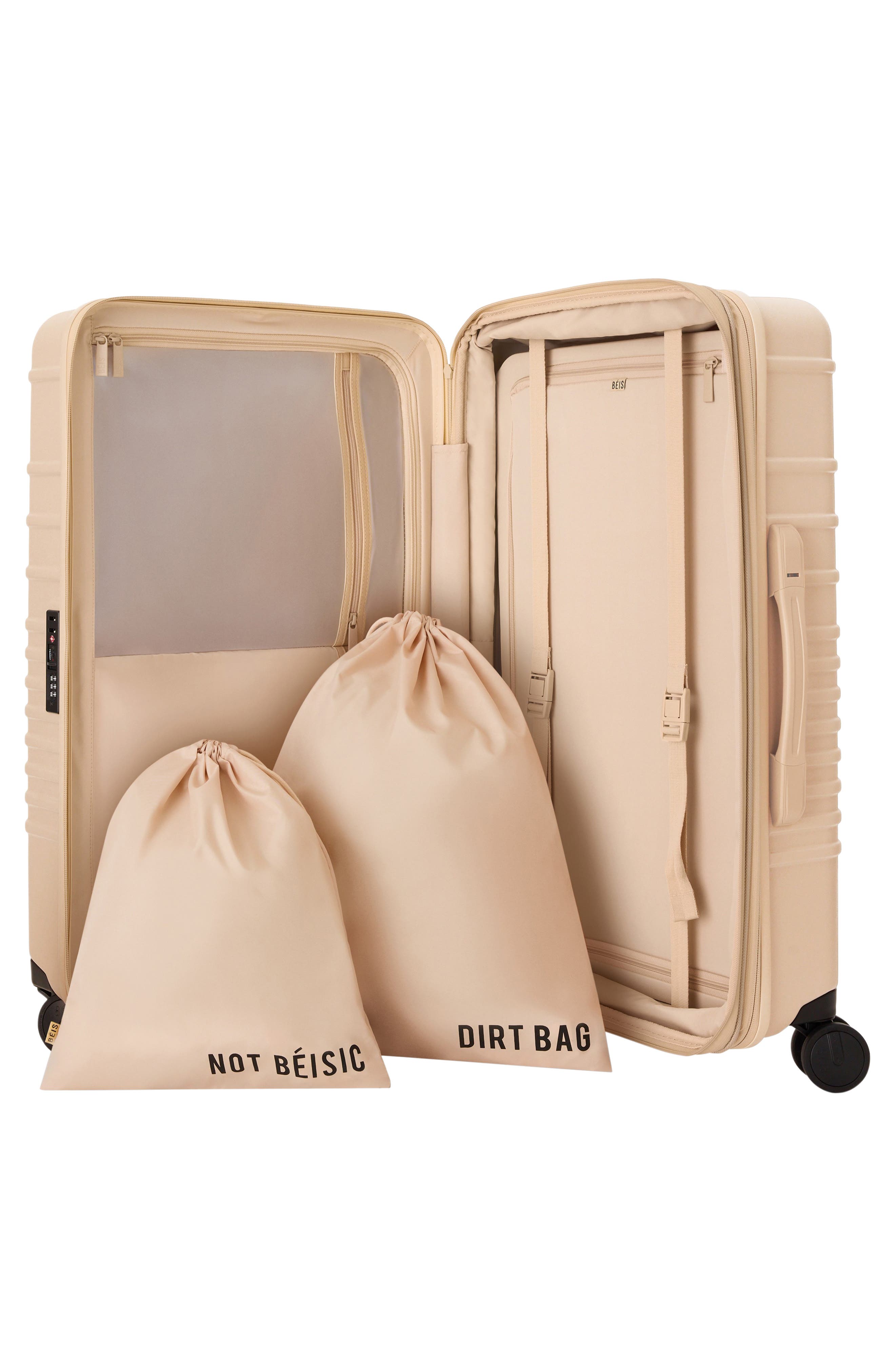 Béis The Medium Check-In Roller Suitcase, Alternate, color, Tonal Beige