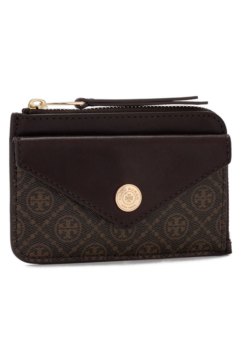 Small T Monogram Coated Canvas & Leather Zip Wallet, Alternate, color, FRENCH PRESS