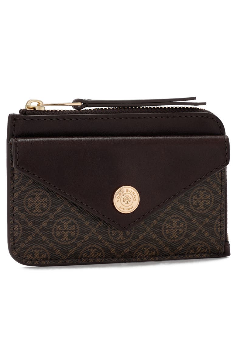 Tory Burch Small T Monogram Coated Canvas & Leather Zip Wallet, Alternate, color,