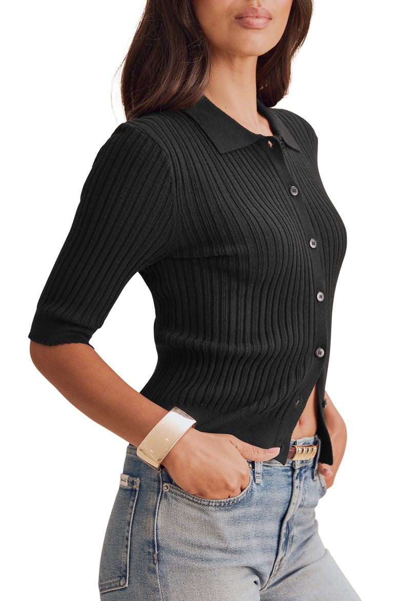 Georgie Pointelle Cardigan, Alternate, color, BLACK