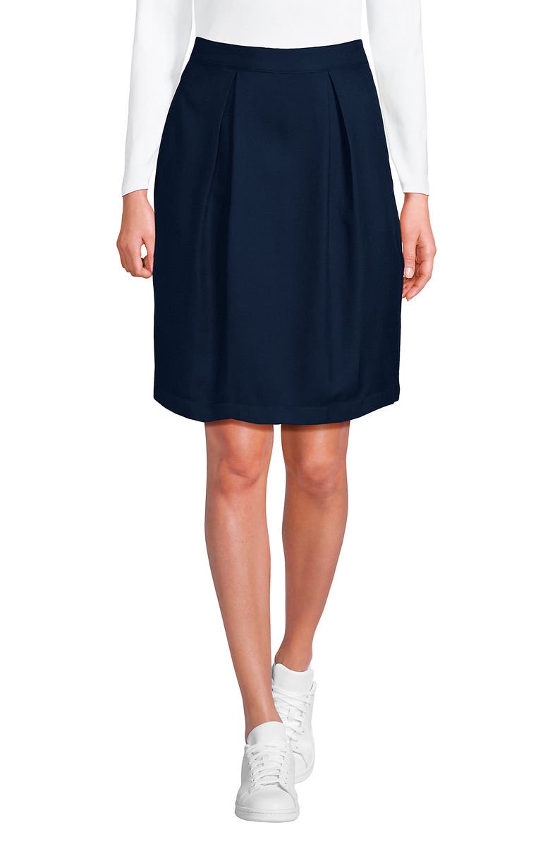 Lands' End School Uniform Solid Pleated Skort Top of Knee, Main, color, Academic Classic Navy