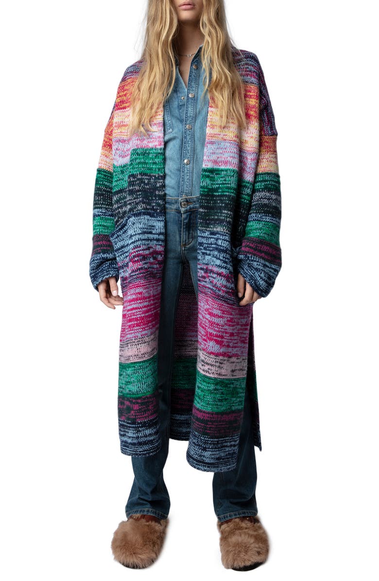 Zadig & Voltaire Allany Wews Longline Cashmere & Wool Cardigan, Alternate, color,