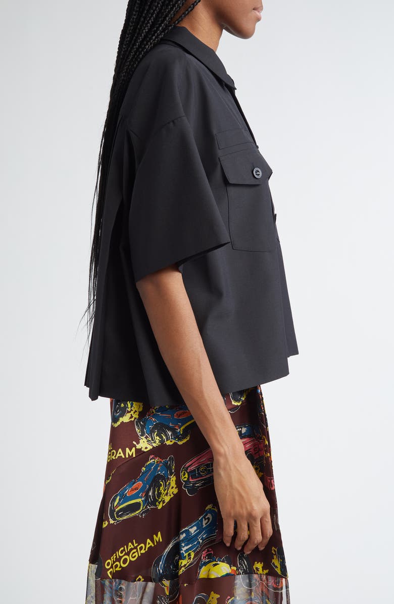 Sacai Short Sleeve Button-Up Suiting Shirt, Alternate, color, 