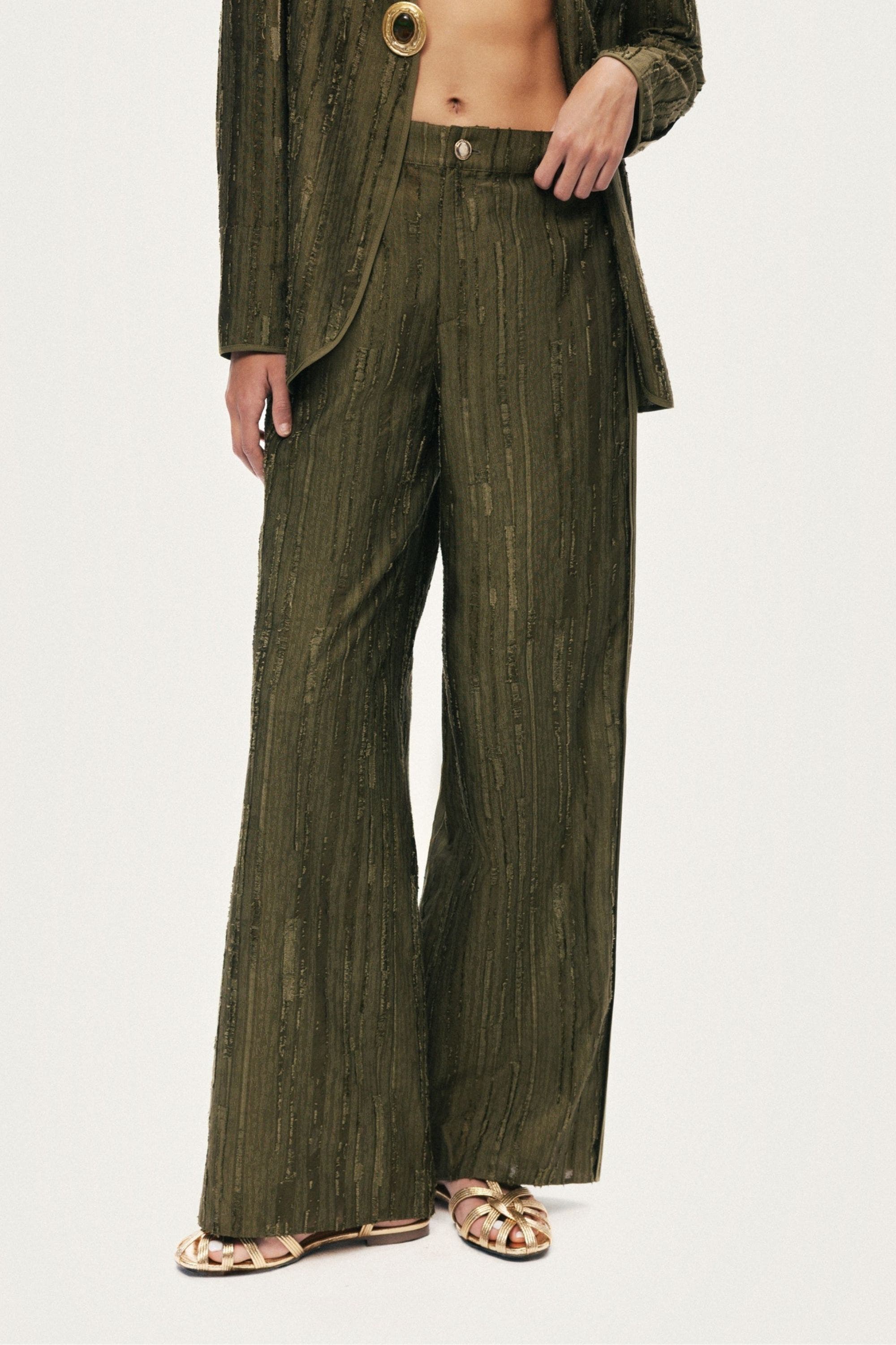 Textured Wide-Leg Pants