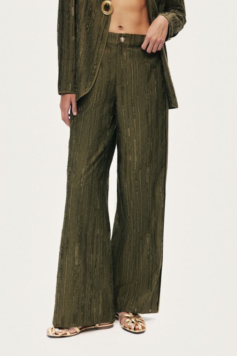 Textured Wide-Leg Pants, Main, color, Khaki