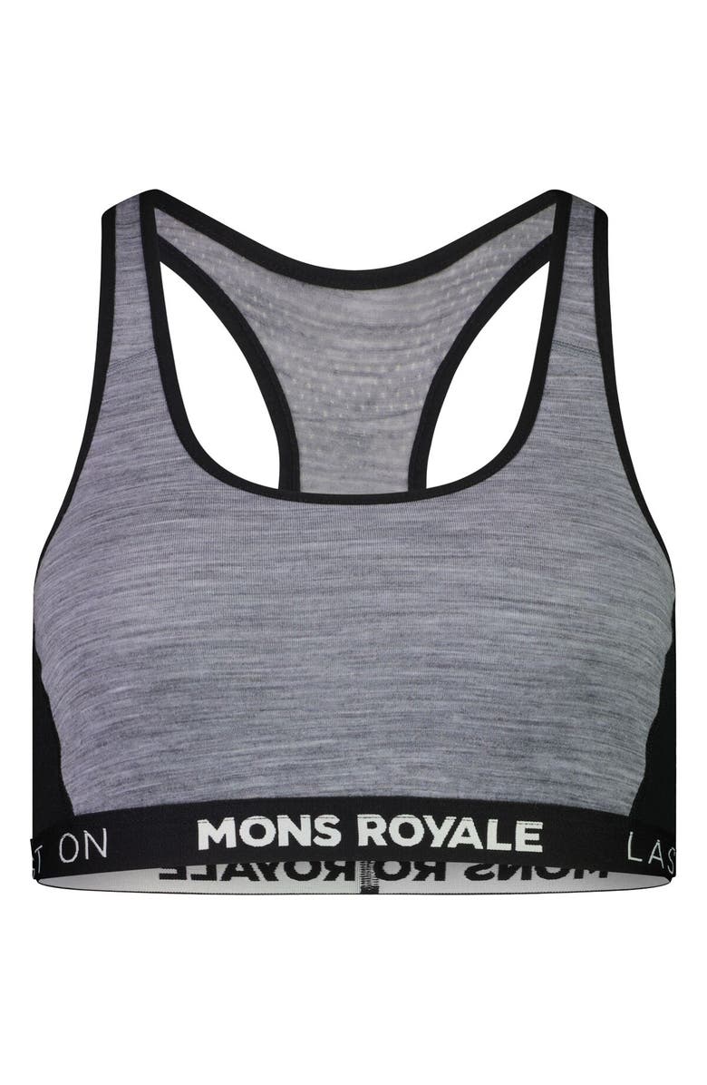 Mons Royale Sierra Sports Bra - Women's, Alternate, color, Grey Heather/Black