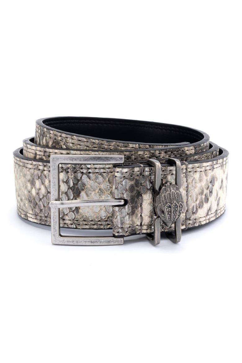 Shoreditch Snakeskin Print Leather Belt, Alternate, color, GREY MULTI