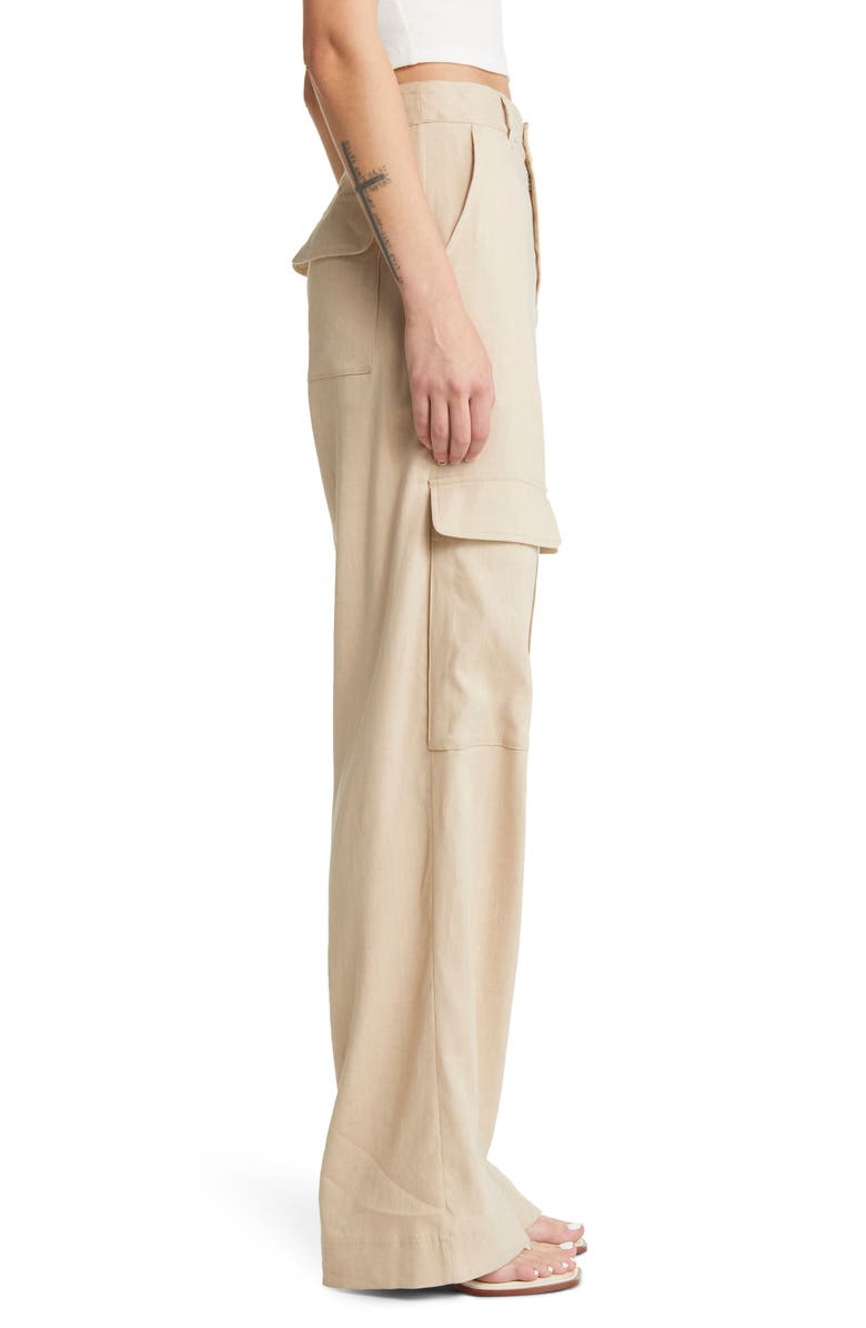 FRAME High Waist Organic Linen Blend Cargo Pants, Alternate, color,