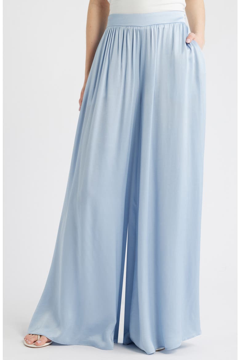 High Waist Satin Wide Leg Pants, Main, color, SKY BLUE