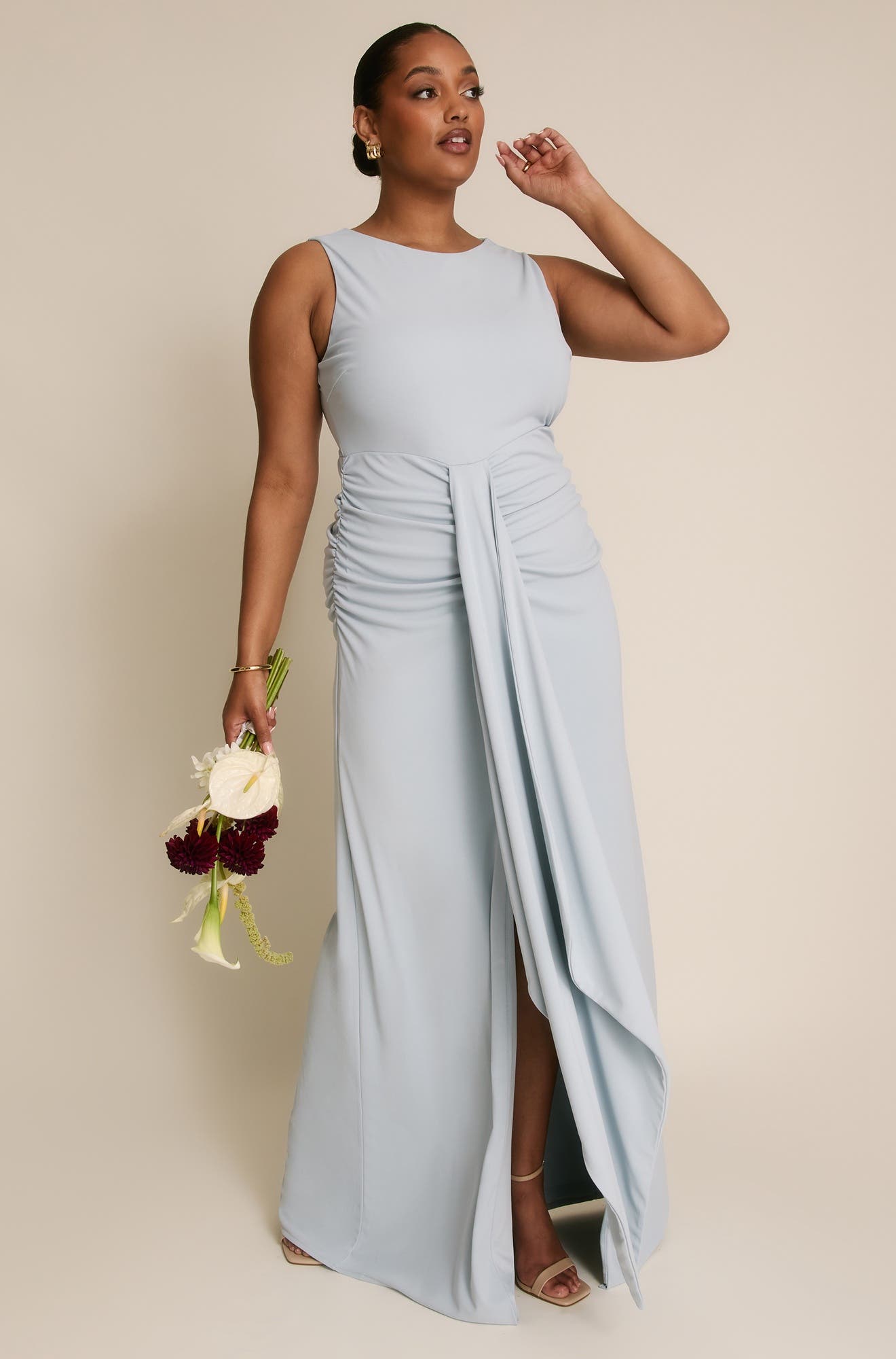 Drape Gathered Sleeveless Stretch - image 3