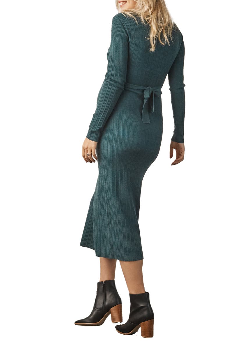 Knit Midi Maternity/Nursing Dress, Alternate, color, TEAL