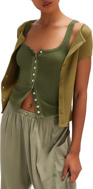 Free People End Game Pointelle Button-Up Tank