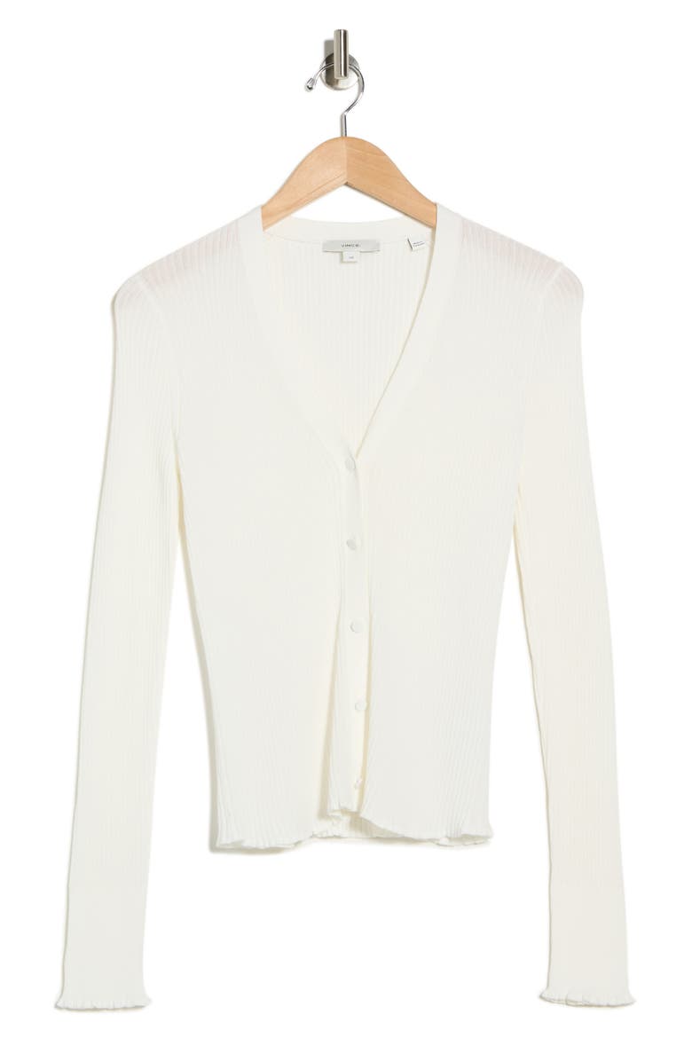 Ribbed Button Front Cardigan, Alternate, color, OFF WHITE