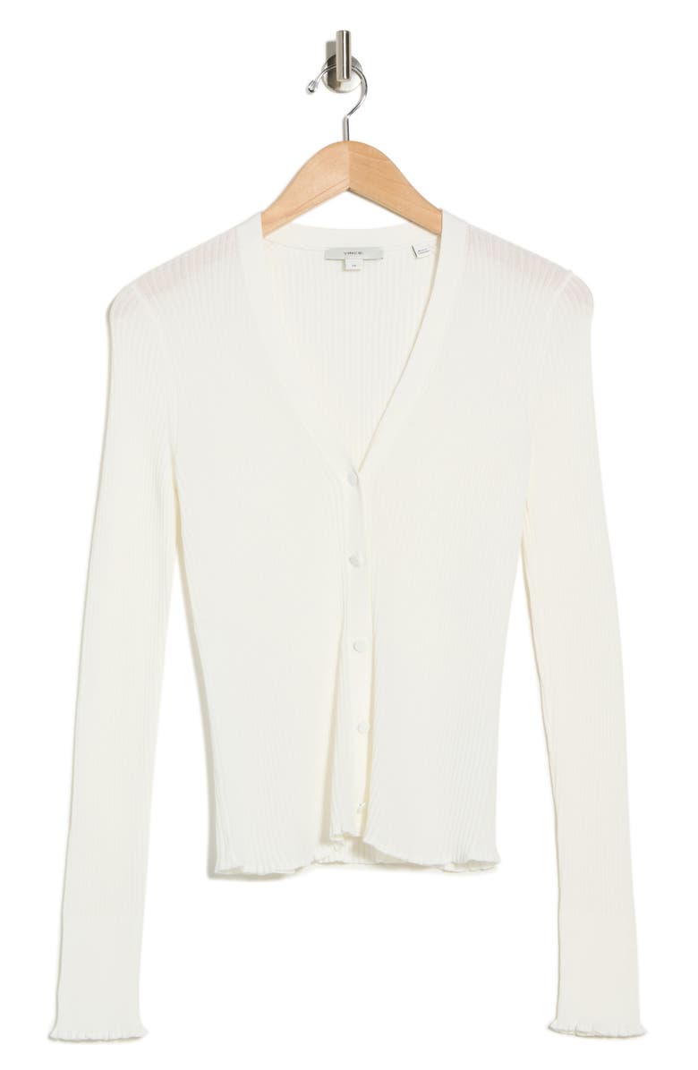 Vince Ribbed Button Front Cardigan, Alternate, color, Off White