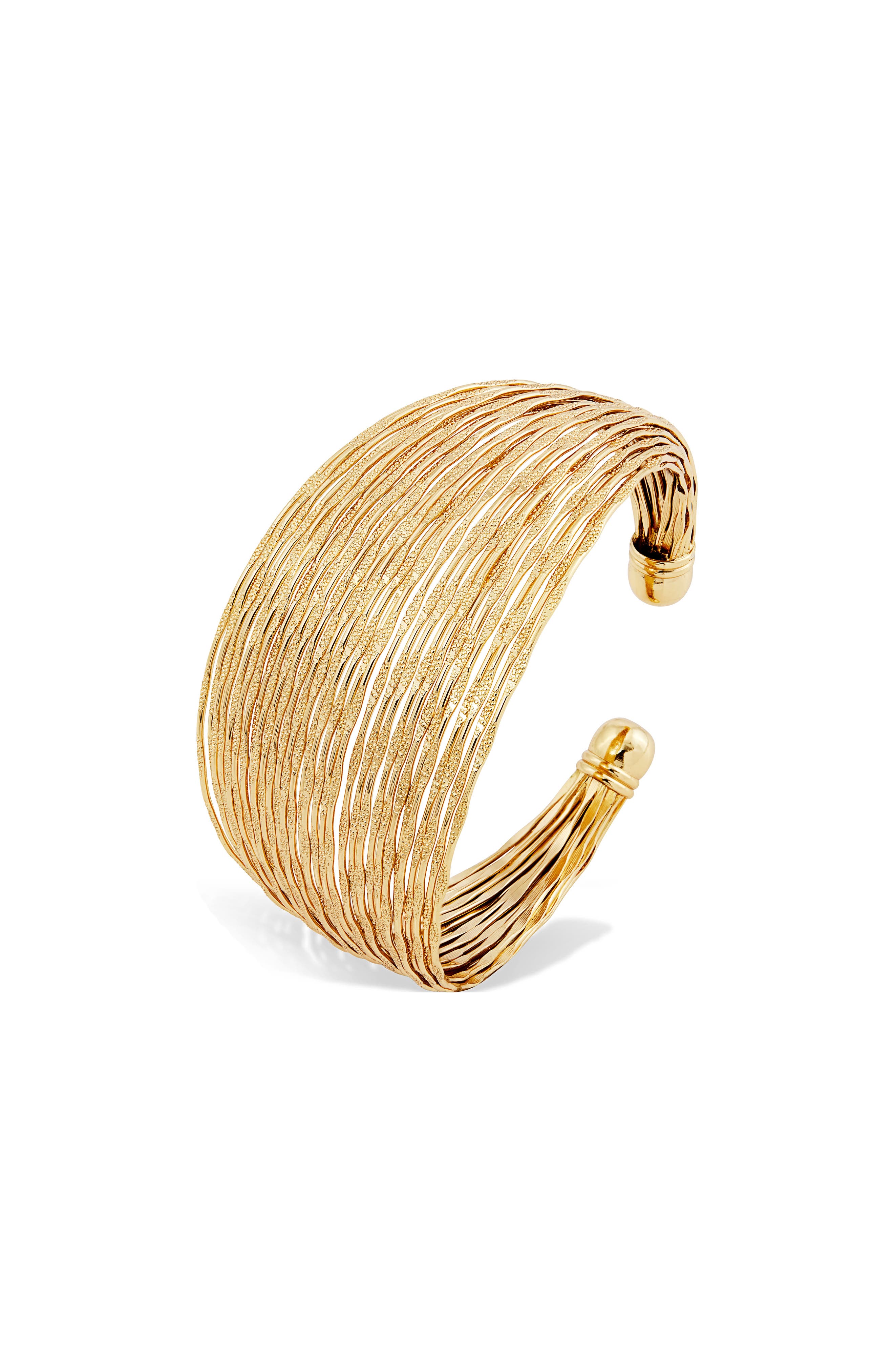 SAVVY CIE JEWELS 18K Gold Plate Multiband Cuff Bracelet