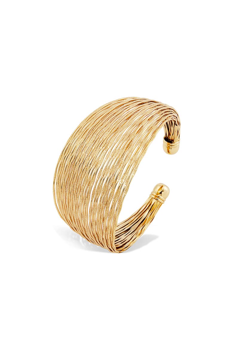 18K Gold Plate Multiband Cuff Bracelet, Main, color, YELLOW