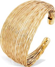 SAVVY CIE JEWELS 18K Gold Plate Multiband Cuff Bracelet