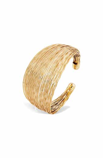 SAVVY CIE JEWELS 18K Gold Plate Multiband Cuff Bracelet