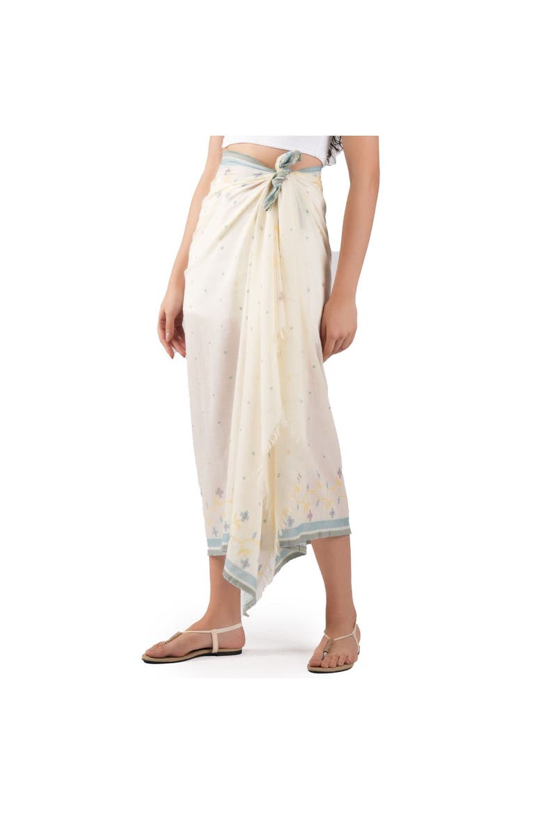 Florette Woven Cotton Scarf, Alternate, color, Ecru