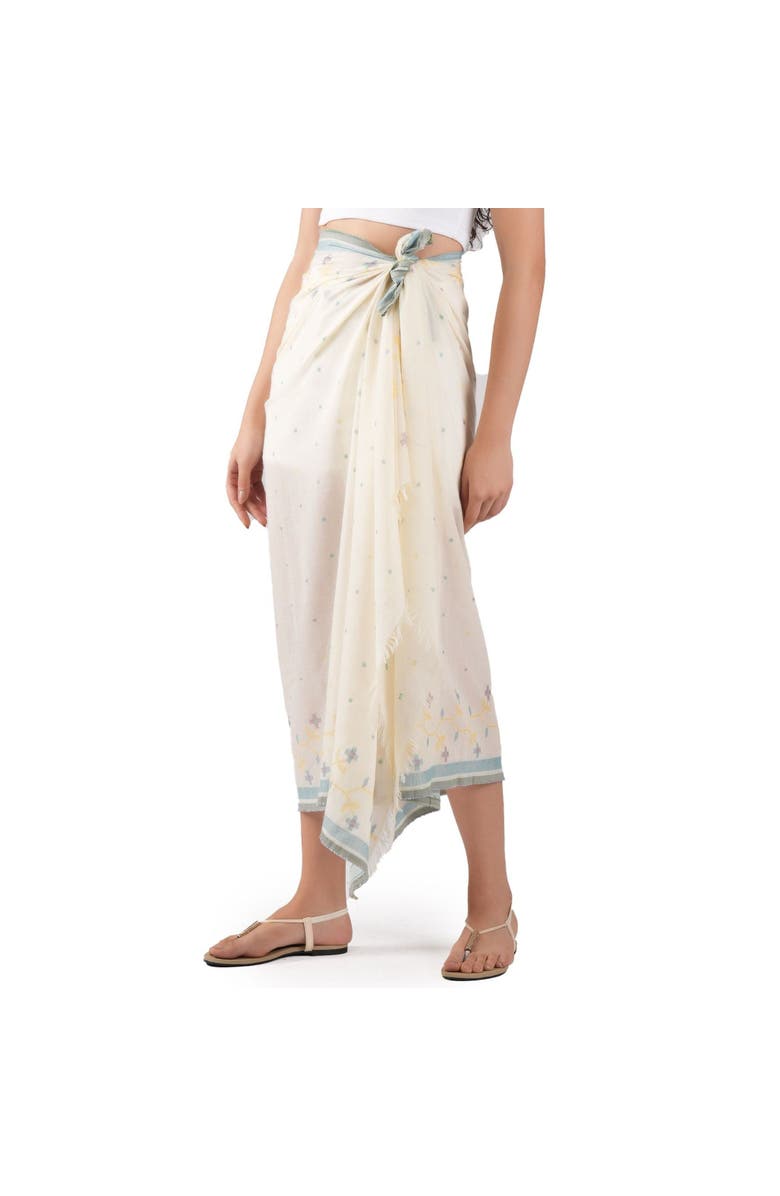 Vismaya Florette Woven Cotton Scarf, Alternate, color, Ecru