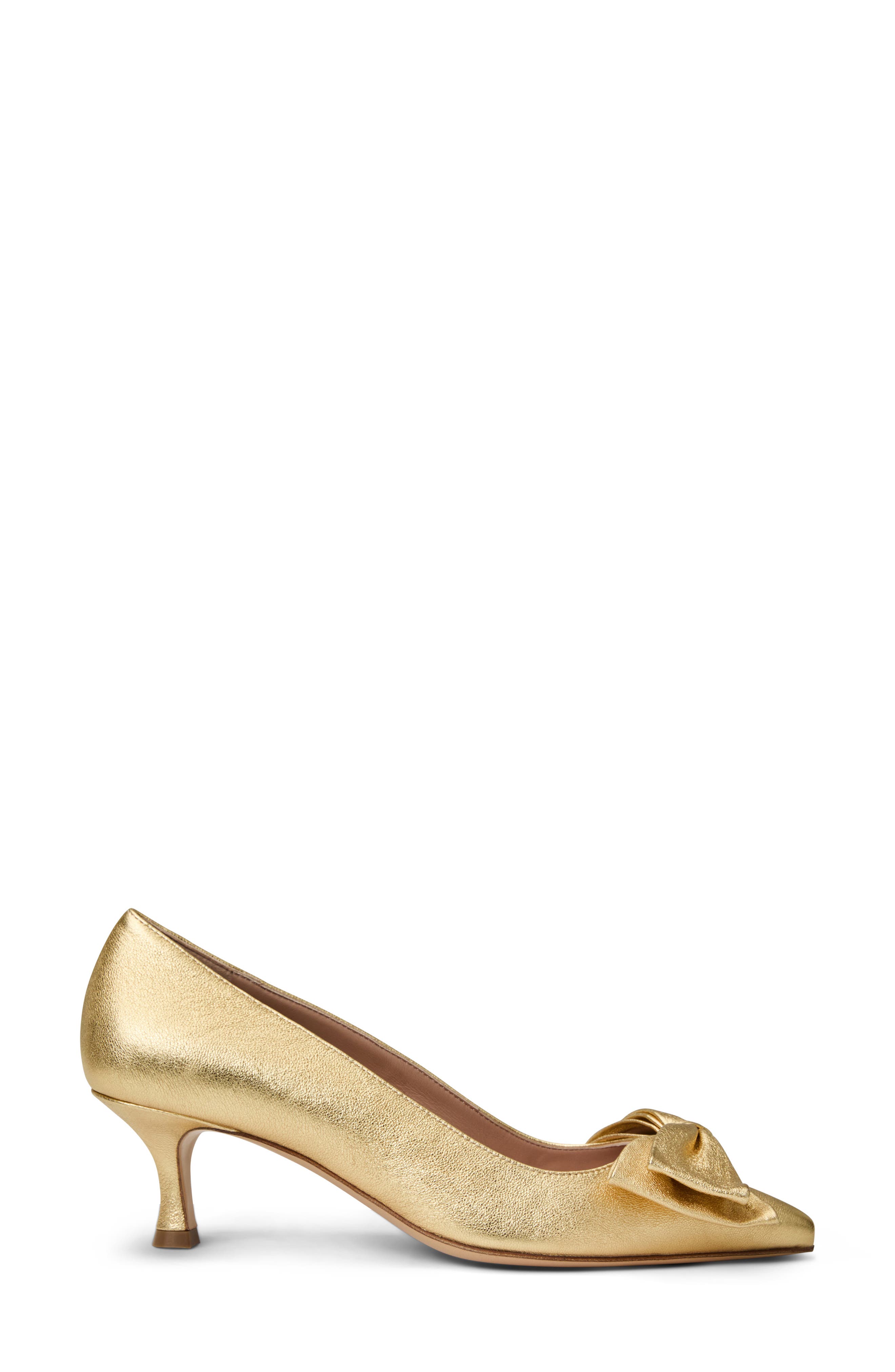 Bruno Magli Nadia Pointed Toe Kitten Heel Pump, Alternate, color, Gold Metallic