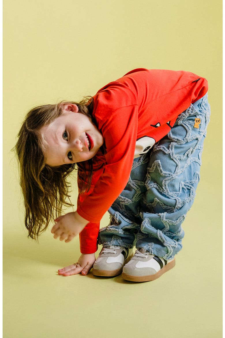 Kids' Everyday Frayed Star Straight Leg Jeans, Alternate, color, LIGHT DENIM