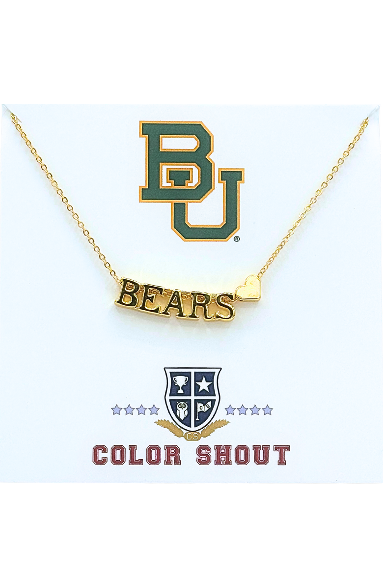 Color Shout Baylor University Gold HeartNecklace, Main, color, Yellow Gold