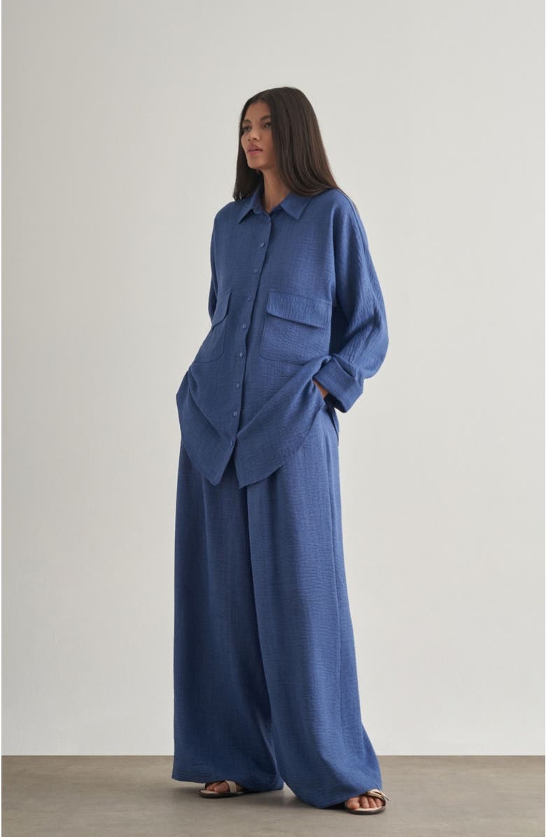 Mizalle Wide-Leg Pants, Main, color, Indigo