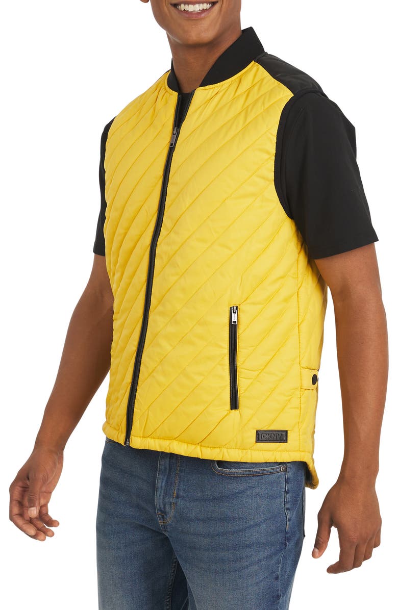 DKNY Virgil Channel Quilted Vest, Alternate, color, Amber