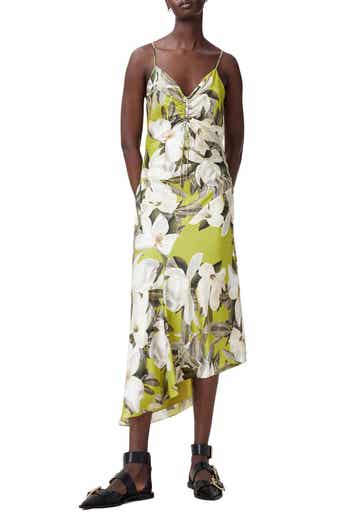 AllSaints Alexia Floral Satin Midi Slipdress