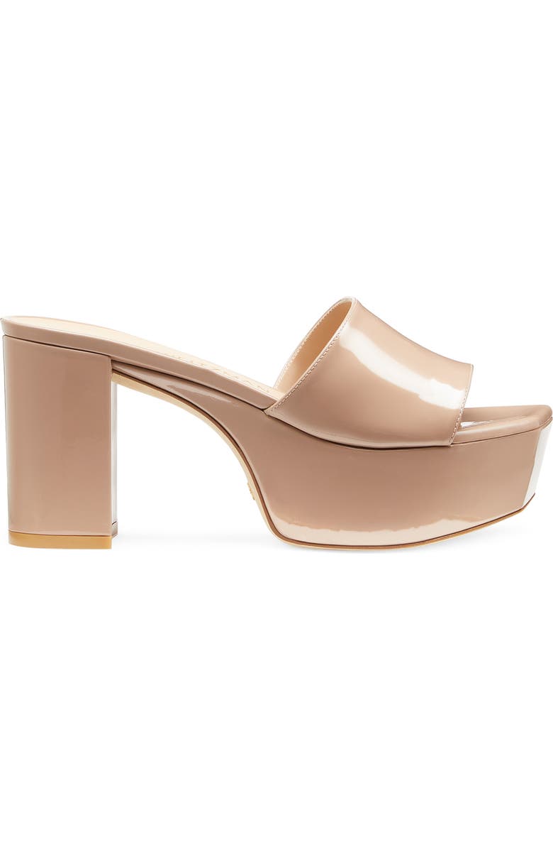 Stuart Weitzman Squarehigh Platform 95 Slide Sandal, Alternate, color, Fawn