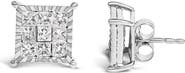 Haus of Brilliance Sterling Silver 1.0 Cttw Princess Diamond Composite Square Stud Earrings