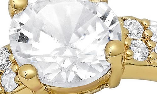 Hmy Jewelry 18k Gold Plated Simulated Diamond Ring In Gold