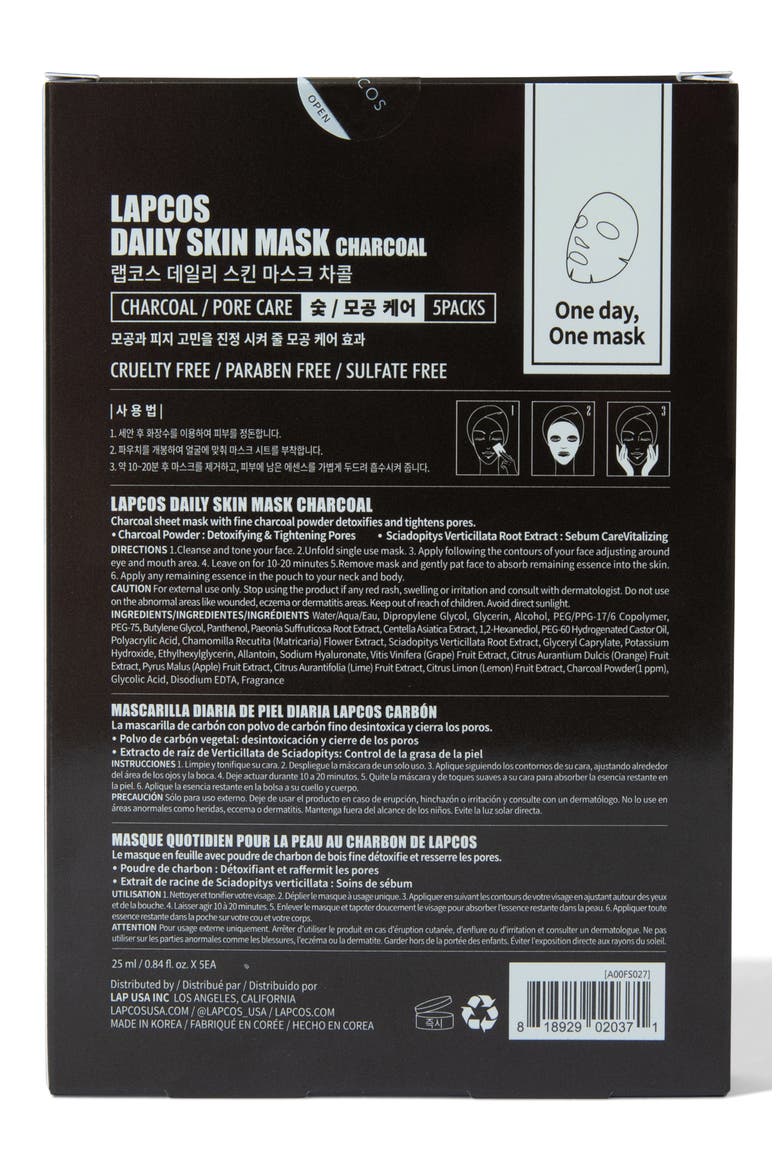 Charcoal Pore Care Sheet Mask, Alternate, color, BLACK