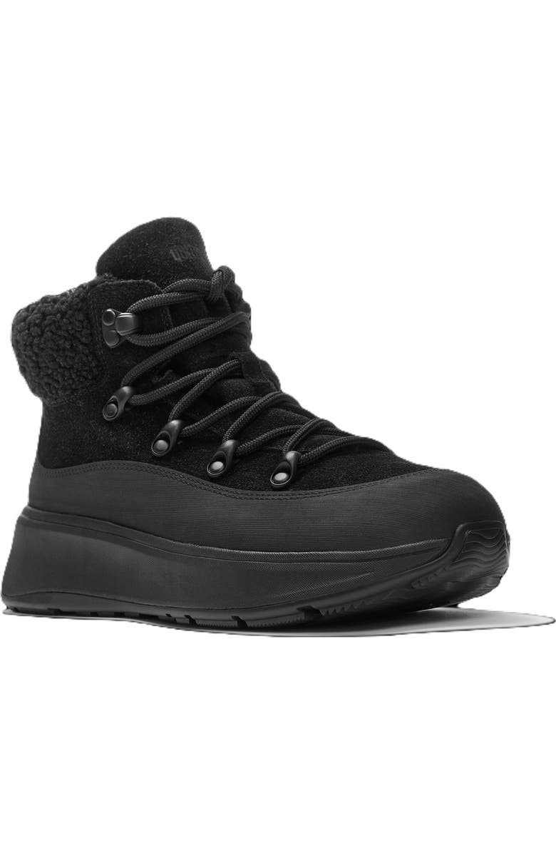 FitFlop F Mode Teddy Collar Booties, Main, color, All Black