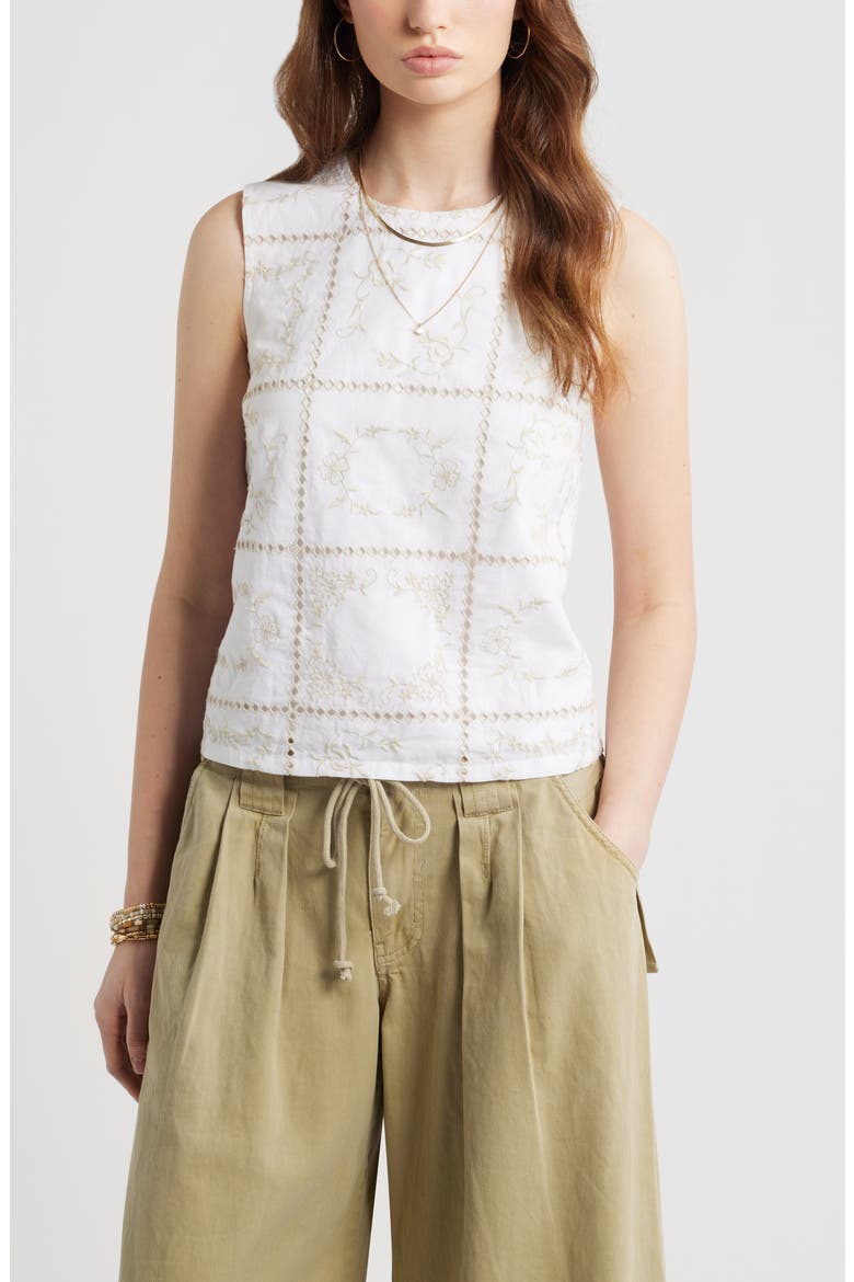 Floral Embroidered Top, Main, color, WHITE